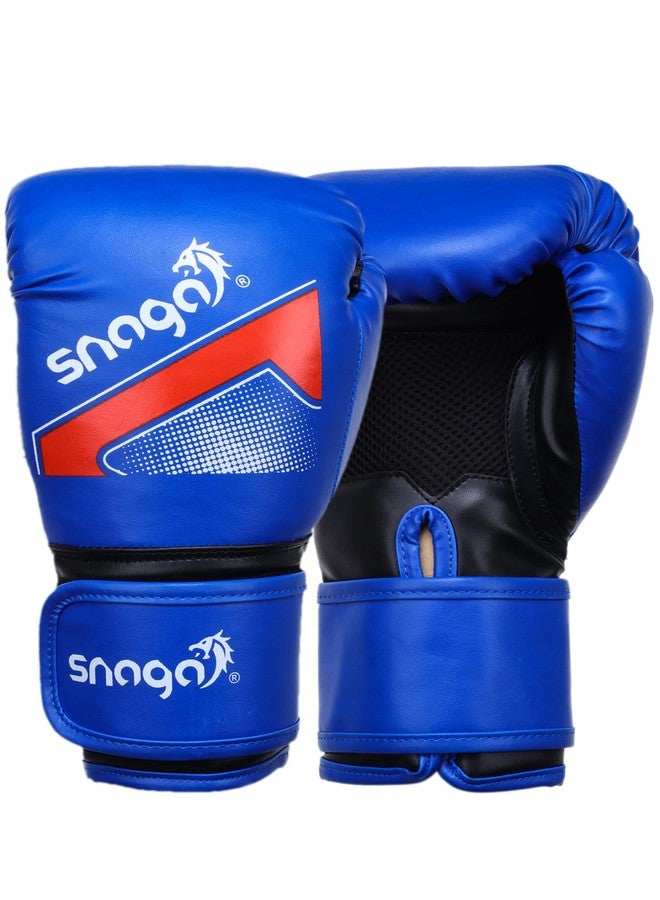 Snaga Sanga Leather Boxing Gloves for Training and Competition - Everlasting Durability for Men and Women | High-Impact, Protective Punching & Kickboxing Gloves (Blue, 12oz) - Image 2
