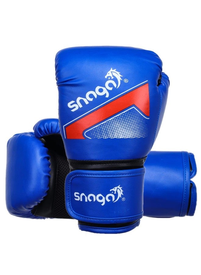 Snaga Sanga Leather Boxing Gloves for Training and Competition - Everlasting Durability for Men and Women | High-Impact, Protective Punching & Kickboxing Gloves (Blue, 12oz) - Image 3
