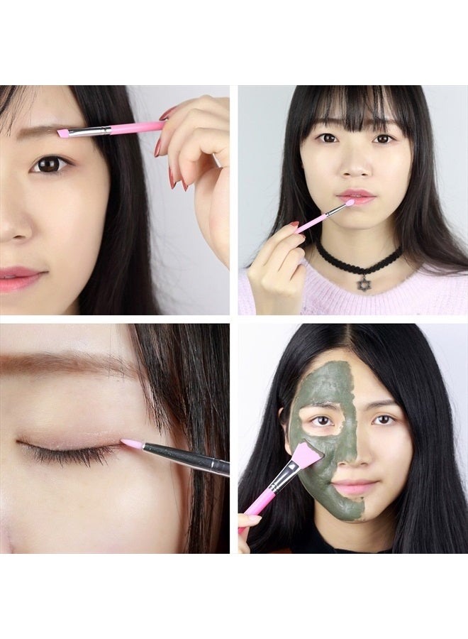 LORMAY 9 Pcs Silicone Makeup Brush Set: Applicator for Face Care, Eyeliner, Eyebrow, Eye Shadow, Lip Makeup and UV Epoxy Resin Crafts (Pink) - Image 4