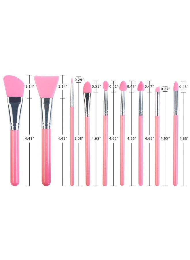 LORMAY 9 Pcs Silicone Makeup Brush Set: Applicator for Face Care, Eyeliner, Eyebrow, Eye Shadow, Lip Makeup and UV Epoxy Resin Crafts (Pink) - Image 2