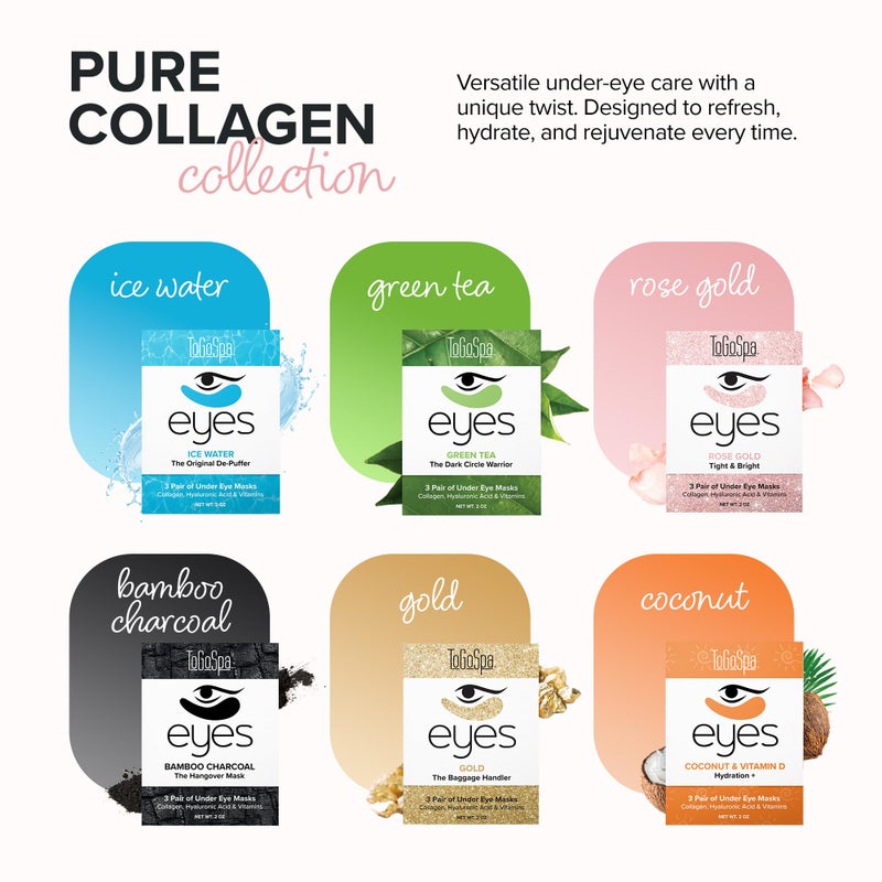 ToGoSpa Rose Gold EYES, Under Eye Repair | Micro-Infused Clean Collagen Gel Masks with Hyaluronic Acid, Aloe Vera, Vitamins C & E, Rose and 24k Nano Gold to Tighten and Brighten Saggy Eyes - 3 pack - Image 4