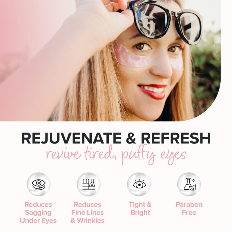 ToGoSpa Rose Gold EYES, Under Eye Repair | Micro-Infused Clean Collagen Gel Masks with Hyaluronic Acid, Aloe Vera, Vitamins C & E, Rose and 24k Nano Gold to Tighten and Brighten Saggy Eyes - 3 pack - Image 2