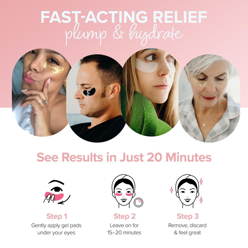 ToGoSpa Rose Gold EYES, Under Eye Repair | Micro-Infused Clean Collagen Gel Masks with Hyaluronic Acid, Aloe Vera, Vitamins C & E, Rose and 24k Nano Gold to Tighten and Brighten Saggy Eyes - 3 pack - Image 5