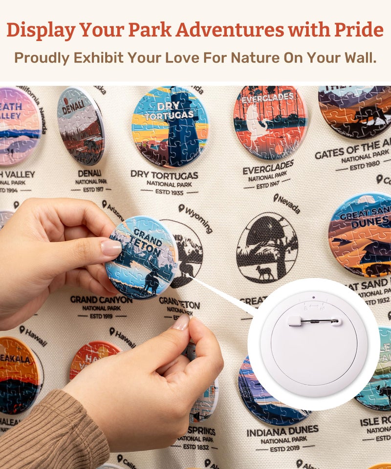 PieceRelax 63-Pack Puzzle Badges 1008 Pieces for Adults - Studio Inception - US National Park - Unique Gift & Home DÃ©cor with Plastic Jigsaw Puzzle, Includes Hanging Canvas [BD1133] - Image 4