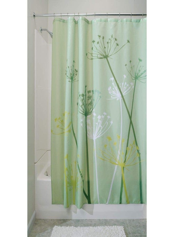 InterDesign iDesign Thistle Floral Fabric Bathroom Shower Curtain - 72" x 72", Green - Image 2