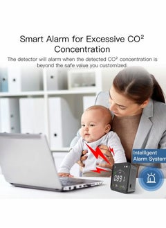 Excefore Smart CO2 Detector, WIFI Smart Home Carbon Dioxide Detector, Highly  Accurate Smart Air Quality Sensor, Portable Temperature Humidity Digital CO2 Meter For Indoor Home Office  - Image 2