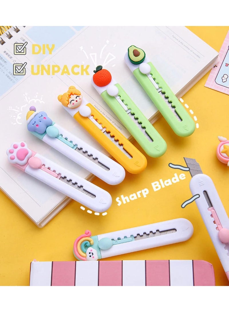 NIBEMINENT Mini Utility Knife ,5pcs Cute Craft Touch Retractable Box Opener Cartoon Art for Cutting Cardboard Boxes Cartons - Image 4