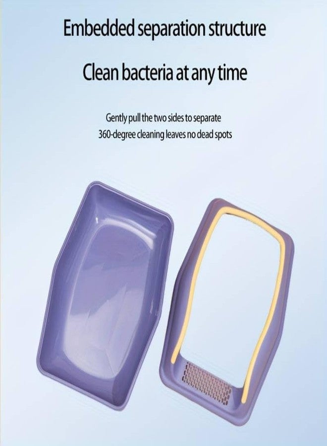 KittuPet صندوق فضلات القطط KittuPet ذو الجوانب العالية شبه المغلق مع سياج متحرك، مرحاض مفتوح من الأعلى، صينية فضلات للسفر للقطط الصغيرة والحيوانات الأليفة الصغيرة، بنفسجي - Image 2