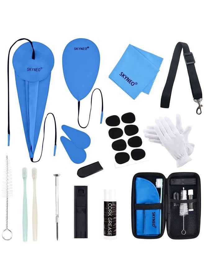 SKYNEO Saxophone Cleaning kit, Clarinet Cleaning Kit with Maintenance Kit,Cork Grease,Swab,Strap,Cleaning Cloth,Thumb Rest,Reed Case,Mouthpiece Brush and More - Image 1