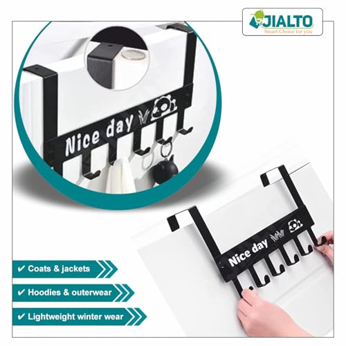 JIALTO 2 Pcs Metal Over The Door Hanger, 7 Hook Design - Versatile Door Hook Hanger Ideal for Organizing Clothes - Perfect Door Hangers for Clothes and Accessories, Black - Image 3