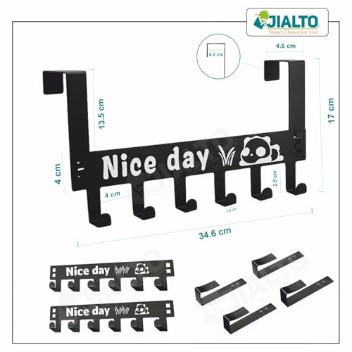 JIALTO 2 Pcs Metal Over The Door Hanger, 7 Hook Design - Versatile Door Hook Hanger Ideal for Organizing Clothes - Perfect Door Hangers for Clothes and Accessories, Black - Image 2