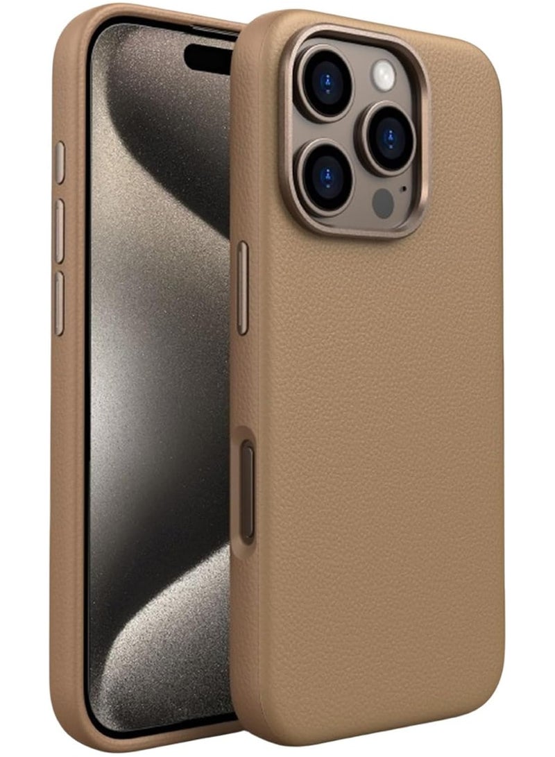 iPhone 16 ,with Metal Camera Protection Compatible with Handmade Genuine Italian Leather Ultra Thin Non-Slipping Scratch Free Case (brown)  - Image 1