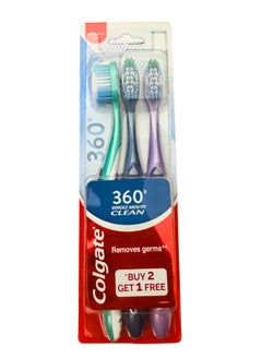 Colgate 360 Whole Mouth Clean Toothbrush Medium pack of 3 multicolor