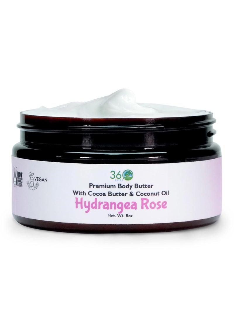 360Feel - Hydrangea Rose Body Butter  Cocoa  Shea Butter  Coconut  Olive Oil  Plantbased Formula  Nourishing Moisturizer for Sensitive Skin  Nongreasy Daily Skincare - Image 1