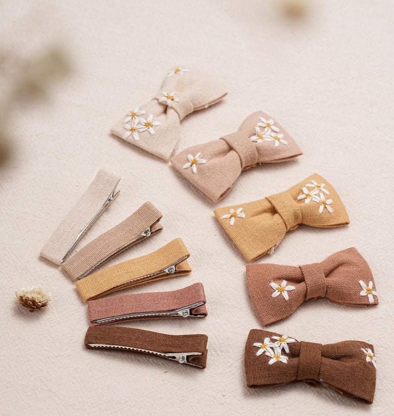 FANCY CLOUDS Baby Hair Clips with Baby Girl Bows,10 pcs Boutique Handmade Daisy Fully Lined Hair Barrettes Hair Accessories for All Age Girls Toddlers Infants - Image 5