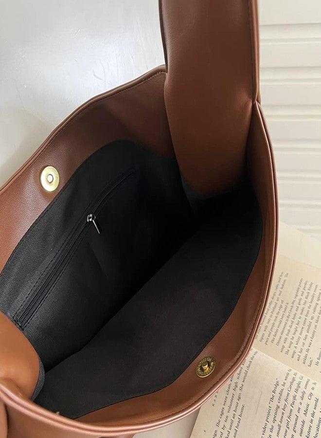 Pocadri Women Tote Handbags Chic Vegan Leather Tote Bag Purse Stylish Casual Trendy Large Soft Shoulder Bag, B-coffee, One size - Image 2