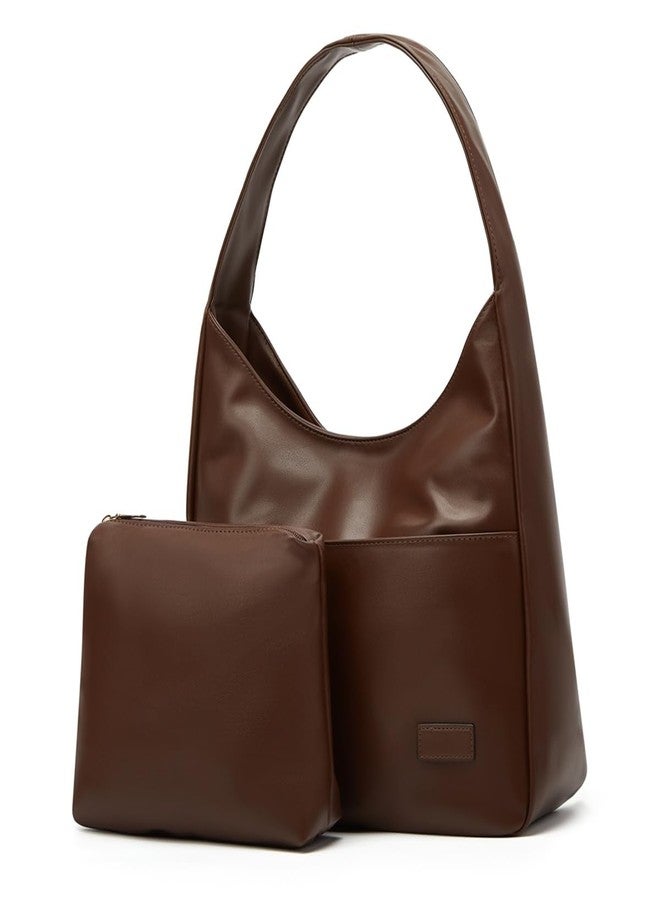Pocadri Women Tote Handbags Chic Vegan Leather Tote Bag Purse Stylish Casual Trendy Large Soft Shoulder Bag, B-coffee, One size - Image 1