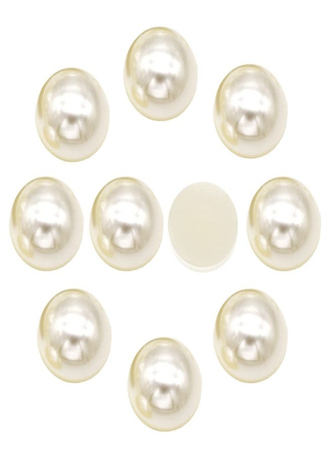 Cymtoo 14mm Cabochon Faux Dome Round Pearl Flatback Half Pearl Beads for DIY Crafts Making 50pcs (Ivory) - Image 4
