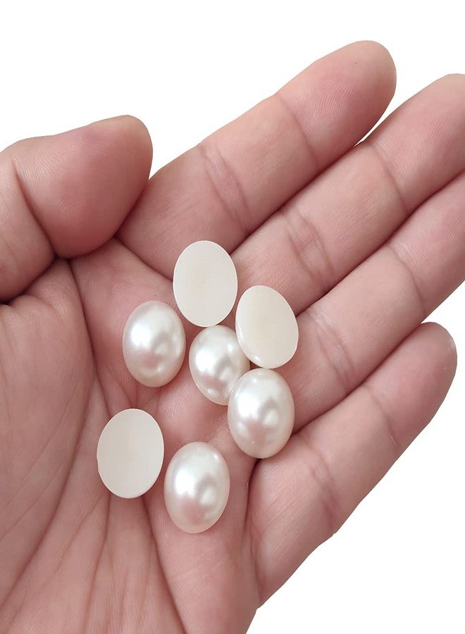 Cymtoo 14mm Cabochon Faux Dome Round Pearl Flatback Half Pearl Beads for DIY Crafts Making 50pcs (Ivory) - Image 2