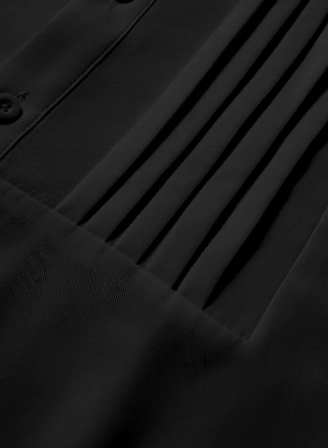 Take Two Black Men Black Textured Pleated Shirt for Men | Best Price UAE