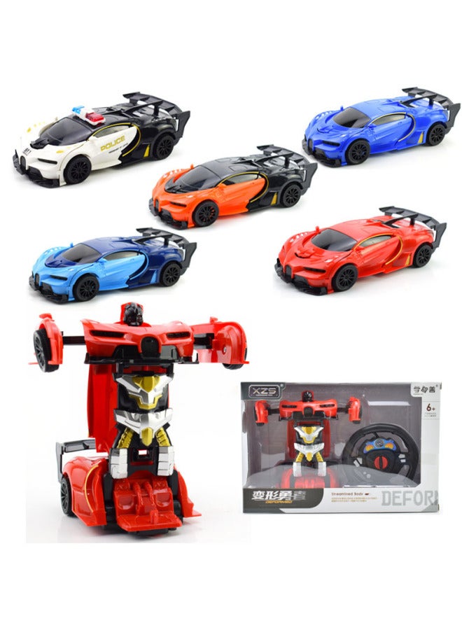 Product Impact Deformation Remote Control Car Model Toy Children Boy Gift Electric Deformation Robot Light-Color:Five-color Random Window Box Packaging-Proportion:1:24  - Image 1