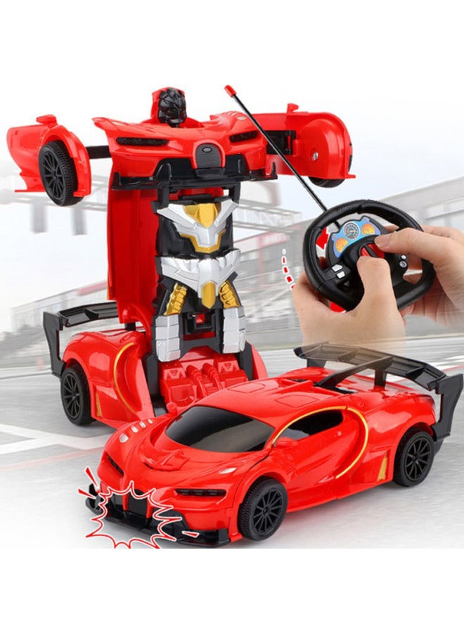 Product Impact Deformation Remote Control Car Model Toy Children Boy Gift Electric Deformation Robot Light-Color:Five-color Random Window Box Packaging-Proportion:1:24  - Image 5