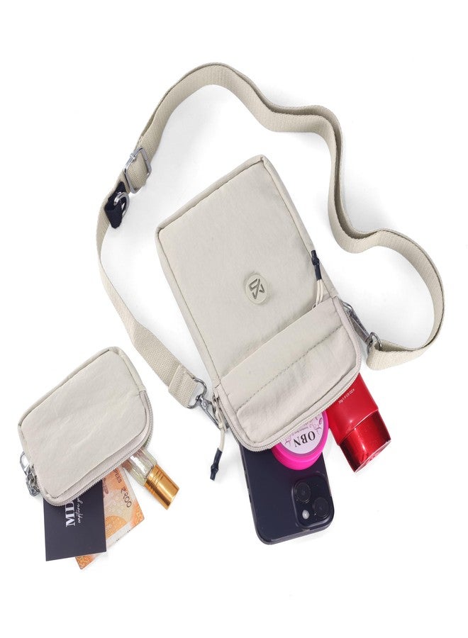 حقيبة كروس صغيرة للنساء من BAG IN مع جيب قابل للفصل - حقيبة كتف متعددة الألوان للسفر، حقيبة هاتف خفيفة الوزن مع حزام قابل للتعديل (كريمي) - Image 4