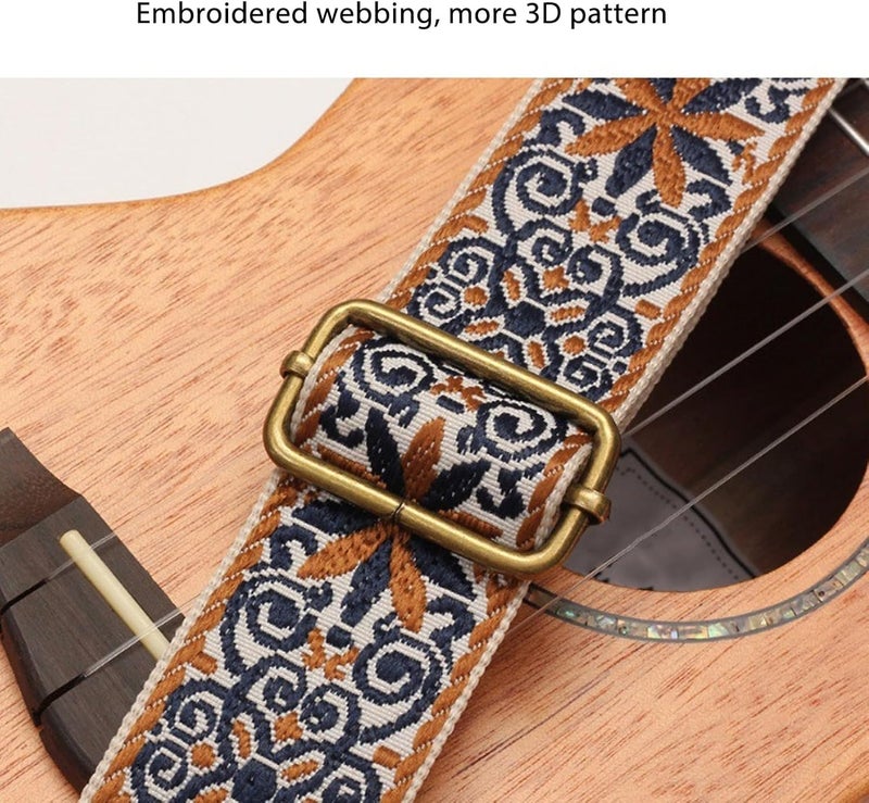 Tbest Ukulele Strap, Ethnic Style Embroidered Adjustable Ukulele Shoulder Strap String Instruments Accessories (Style 1 - Image 3