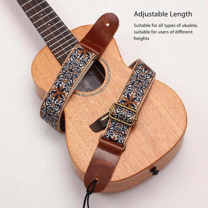 Tbest Ukulele Strap, Ethnic Style Embroidered Adjustable Ukulele Shoulder Strap String Instruments Accessories (Style 1 - Image 4