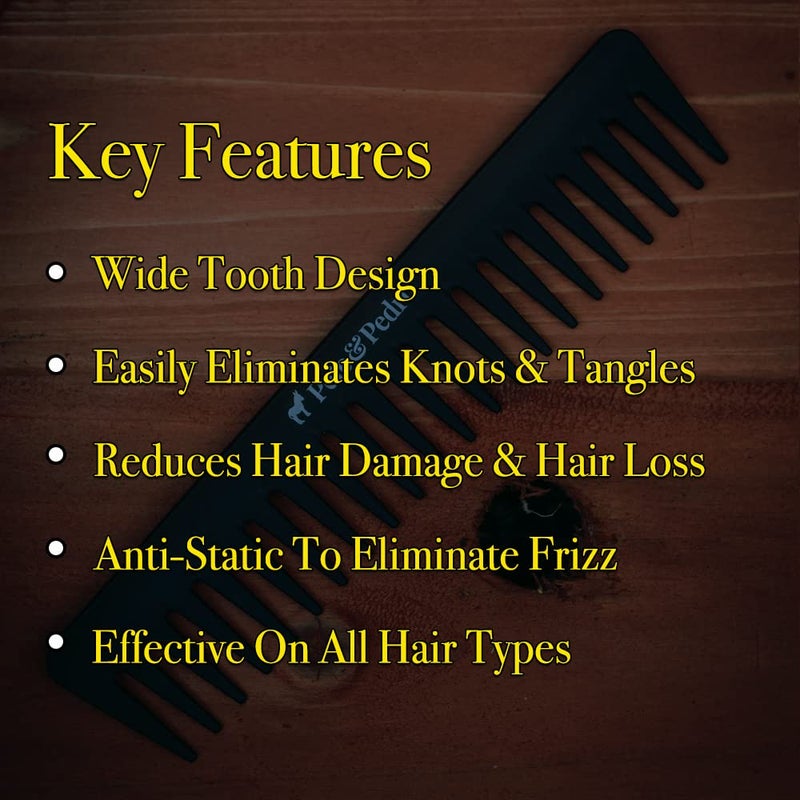 Pete & Pedro Wide Tooth Comb - Detangling & Hairstyling For Men & Women | Eliminates Knots & Tangles, Great For Wet/Fragile/Long/Thick Hair Types | Anti-Static, Black | As Seen on Shark Tank - Image 1