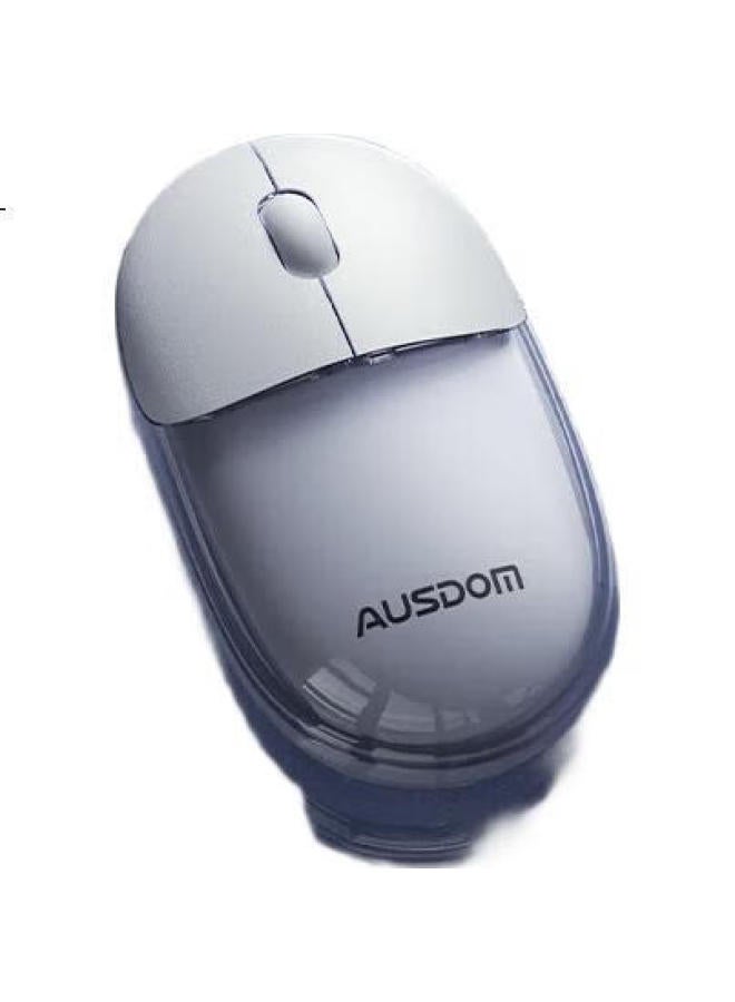 AUSDOM F01 Mouse, Bluetooth Wireless 2.4G Dual-Mode, Transparent Mouse, For Home And Office Use, Rechargeable, Computer And Laptop Compatible, Silent White Light, High Aesthetic Value, Recommended For Women, G04, Crystal White - Image 1