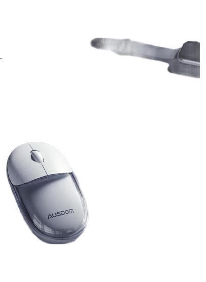 AUSDOM F01 Mouse, Bluetooth Wireless 2.4G Dual-Mode, Transparent Mouse, For Home And Office Use, Rechargeable, Computer And Laptop Compatible, Silent White Light, High Aesthetic Value, Recommended For Women, G04, Crystal White - Image 3