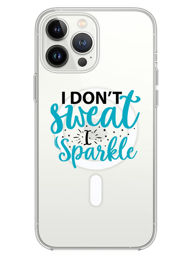 Theodor Magnetic Case for iPhone 14 Pro 6.1-inch Compatible with MagSafe Wireless Charging, Shockproof Phone Bumper Cover I dont sweat I sparkle black copy - Image 1