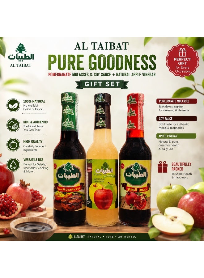altayebat Tayebat Pure Pomegranate Molasses & Soy Sauce + Natural Apple Vinegar Gift - Image 3