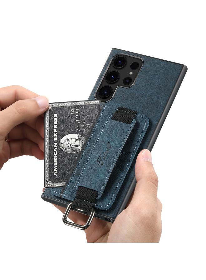 Suteni Case For Samsung Galaxy S23 Ultra 5G H13 Litchi Leather Wrist Strap Wallet Back Phone Case - Image 4