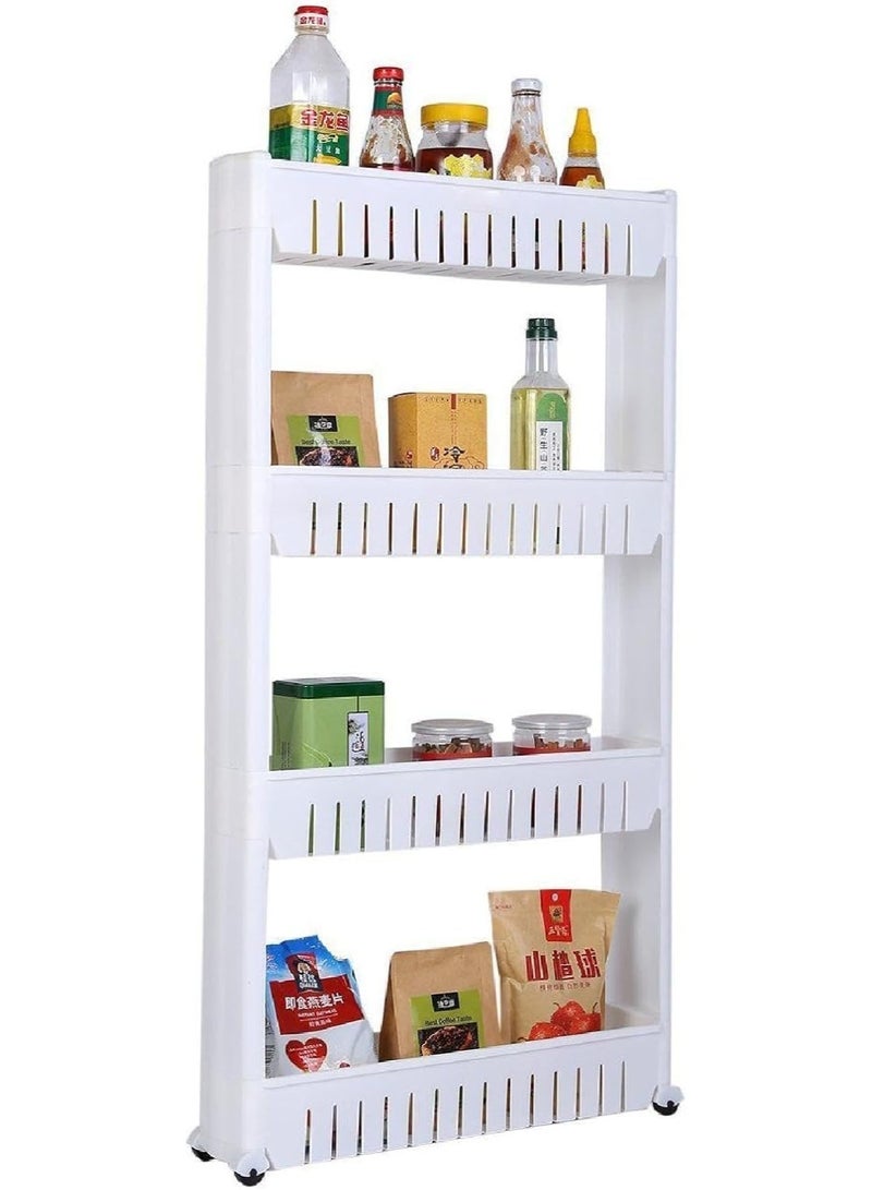 Multi-tiered home organizer stand with wheels for easy movement (4 tiers) - Image 2