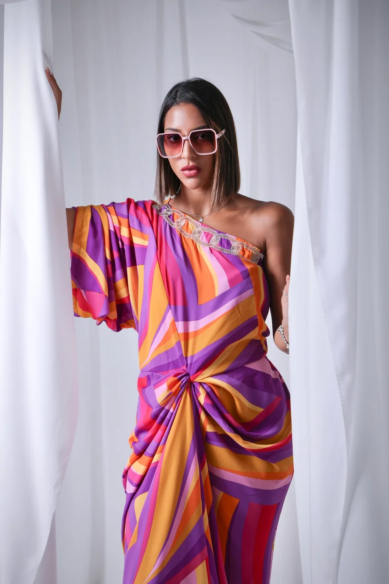 إكستاسي Printed Drape Dress