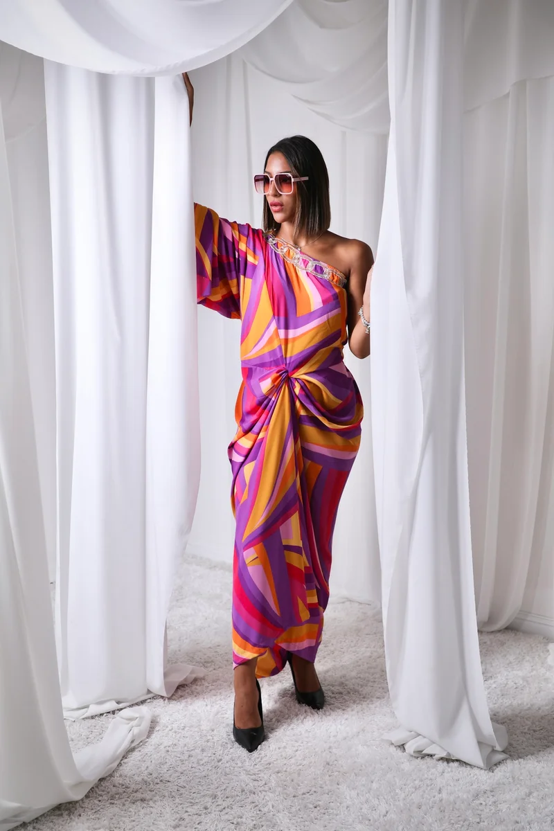 إكستاسي Printed Drape Dress