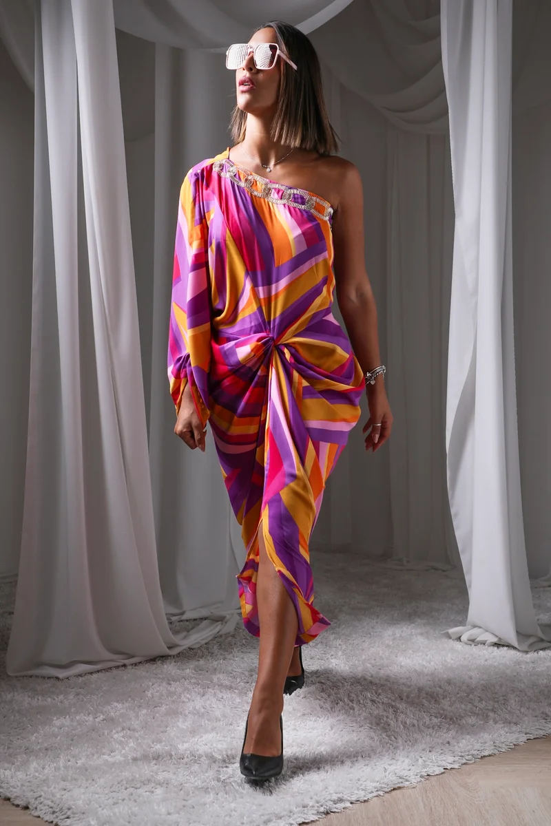 Ecstacy  Printed Drape Dress for Women | Best Price UAE