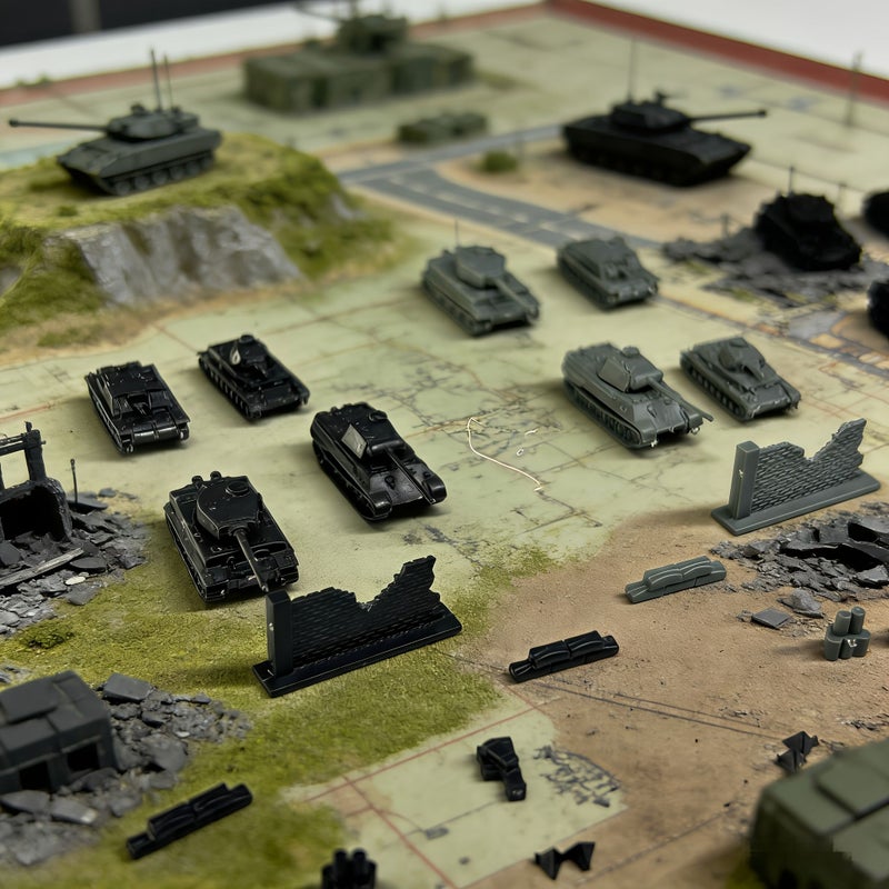 1 350 Scale 16 Mini Tank Models Set with 36 Scene Accessories for Wargames - Image 1