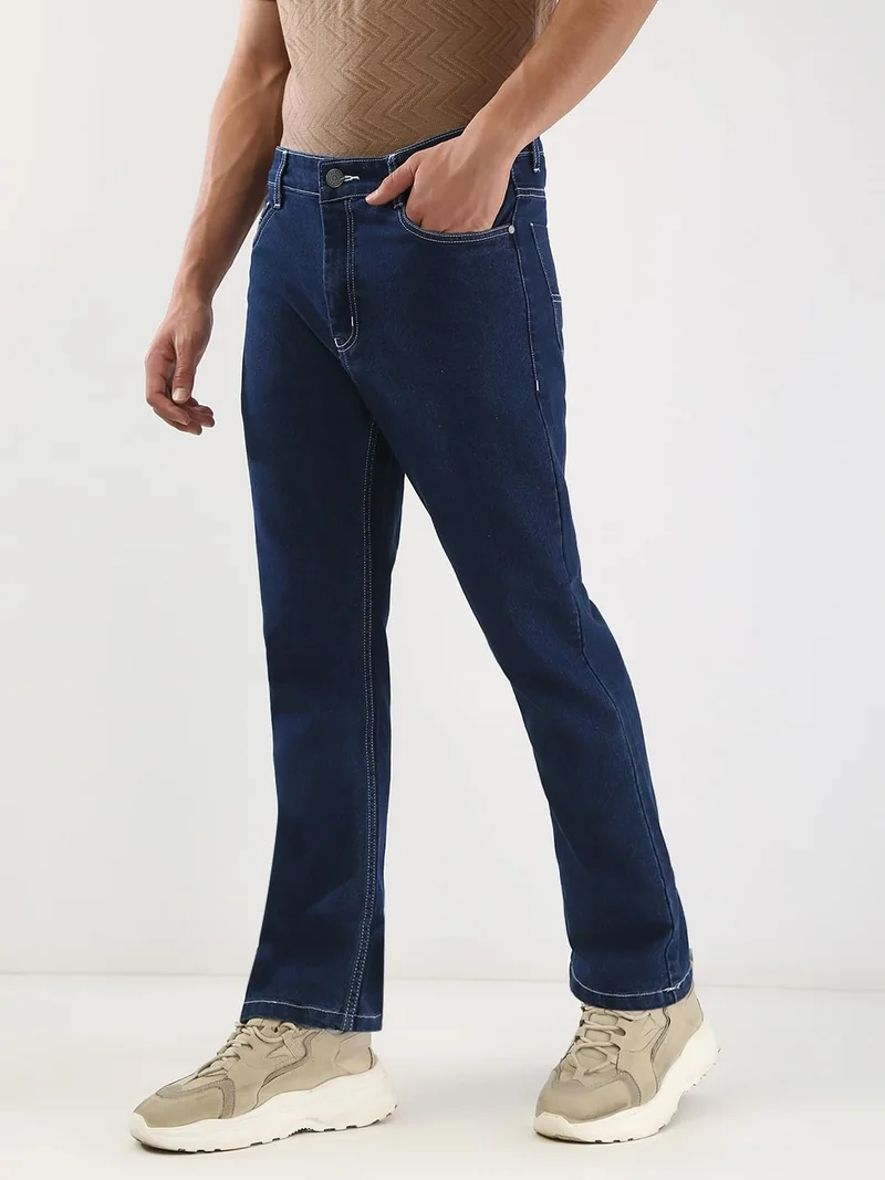 أوربانو فاشن Urbano Fashion Men's Blue Straight Fit Washed Jeans Stretchable