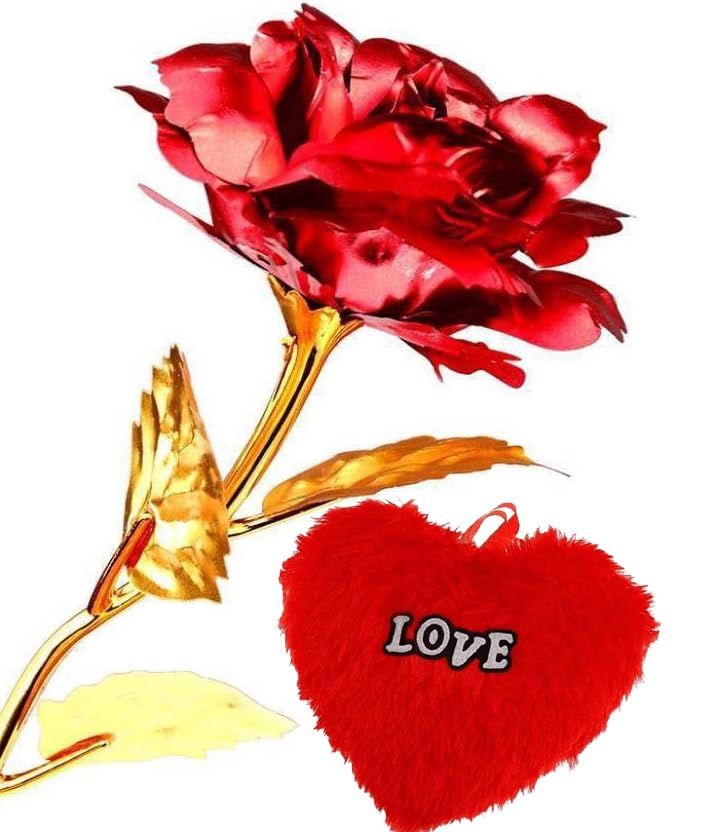 OFIXO OFIXO Valentines Day Friendships Day Special with Beautiful Golden Rose with Gift Box and Carry Bag 30x9x9cm 