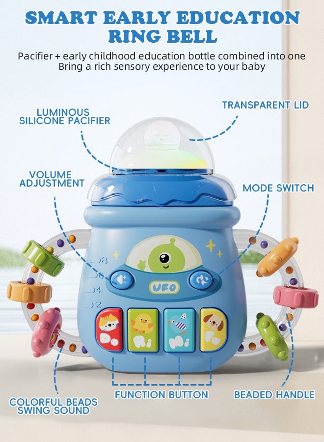 سوفت تاتش لعبة عضاضة للأطفال الصغار، لعبة موسيقية، لعبة مضغ للأطفال، لعبة مصاصة للأطفال مع موسيقى وأضواء LED، مركز أنشطة للأطفال من البنات والأولاد (أزرق) - Image 4