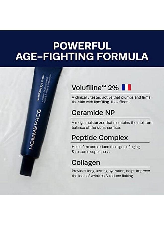 HOMMEFACE - Antiaging Revitalizing Eye Cream For Men With Volufiline 2% Ceramide & Collagen 1.05 Oz - Image 1
