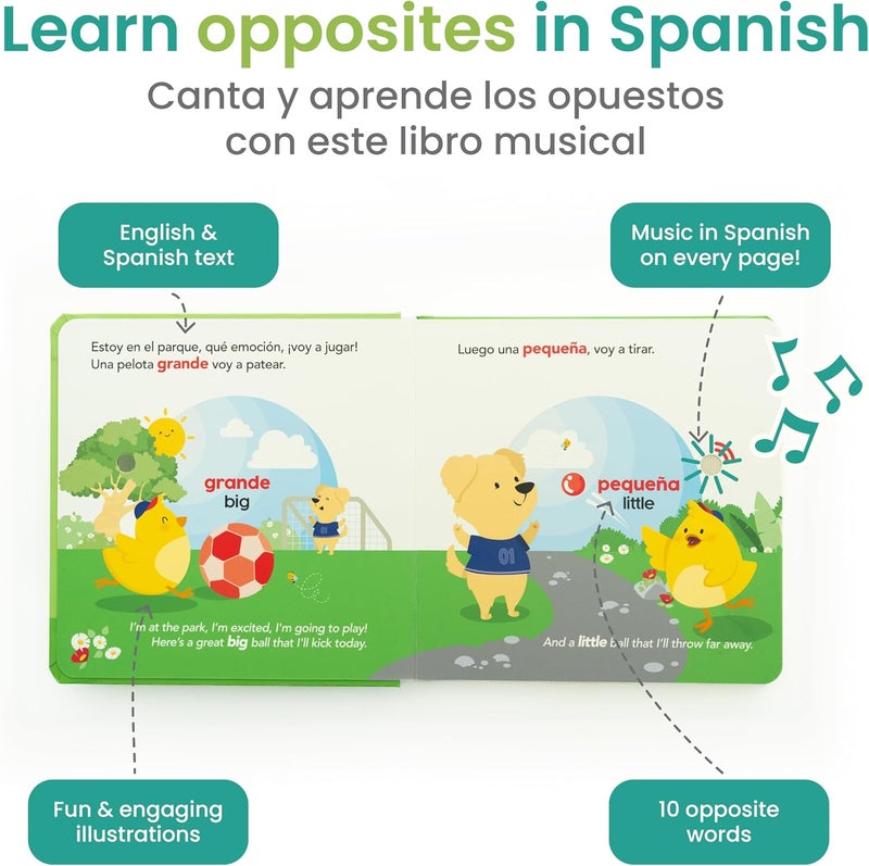 Binibi Store Spanish Musical Book for Babies & Toddlers 1-3 | Opuestos en el Parque | Bilingual Sound Book - Image 2