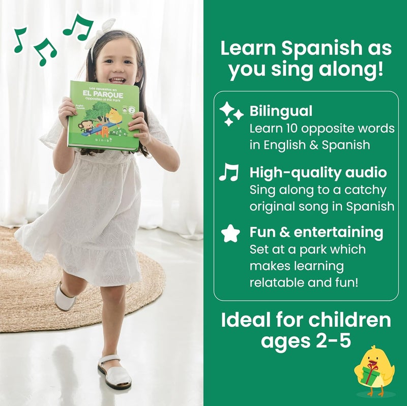 Binibi Store Spanish Musical Book for Babies & Toddlers 1-3 | Opuestos en el Parque | Bilingual Sound Book - Image 3
