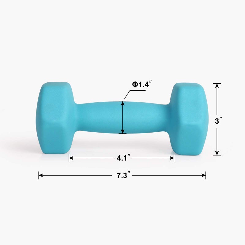 Lionscool Neoprene Coated Dumbbell Weights (Skyblue 6Lb Pair) - Image 4