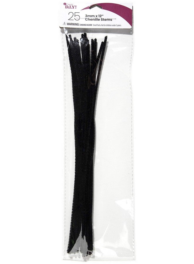Cousin Diy Black Chenille Stem Pipe Cleaners 3Mm X 12 Inch 25 Pack - Image 1