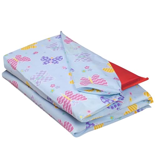 Wildkin Kids Cotton Nap Mat Cover Soft Sewnin Flap Durable Fits 15 Vinyl Sleep Mats Butterfly Garden