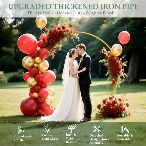 WellSign Arch Backdrop Stand for Parties, 7.2FT Metal Circle Balloon Arch Stand Kit, Gold Round Wedding Arch Frame for Wedding Birthday Party Bridal Shower Anniversary Ceremony Decoration - Image 3